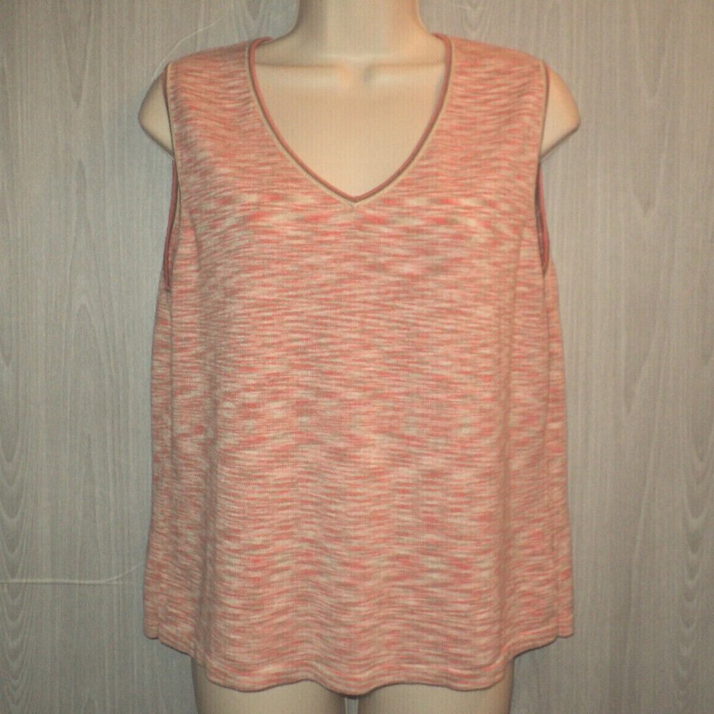 Jones Wear Knit Tank Top Size XL Variegated Peach, Salmon, Tan, Cream V Neck